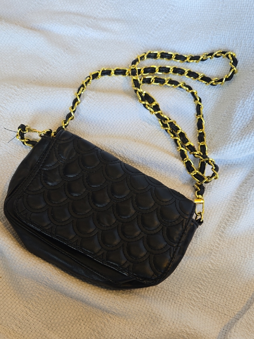 Big Buddha Black Quilted Chain-Strap Women's Shoulder Bag